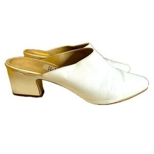Vintage Nine West White Leather Mules – Size 8.5